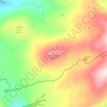 Mapa topográfico Knockrower, altitud, relieve