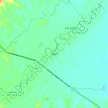 Mapa topográfico El Alto, altitud, relieve