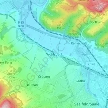 Mapa topográfico Wöhlsdorf, altitud, relieve
