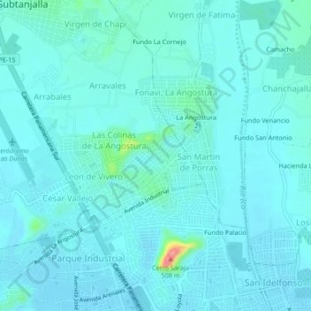 Mapa topográfico Carlos Ramos Loyza, altitud, relieve