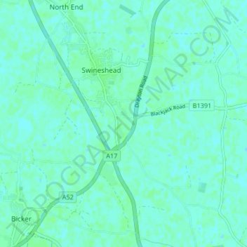 Mapa topográfico Drayton, altitud, relieve
