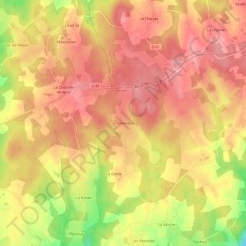 Mapa topográfico Le Pimpidour, altitud, relieve