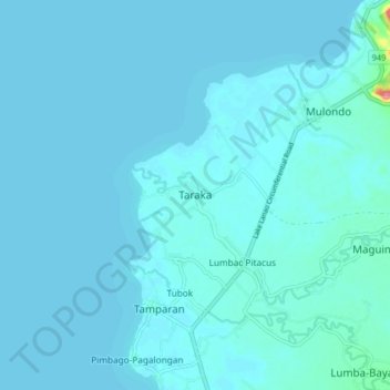 Mapa topográfico Taraka, altitud, relieve