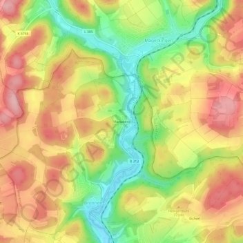 Mapa topográfico Mariaberg, altitud, relieve
