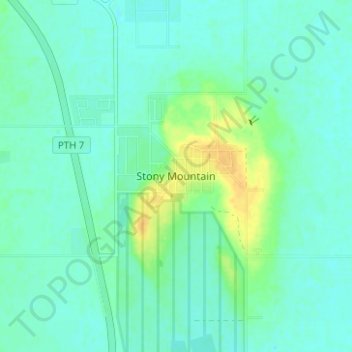 Mapa topográfico Stony Mountain, altitud, relieve
