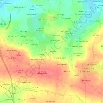 Mapa topográfico La Reinerie, altitud, relieve