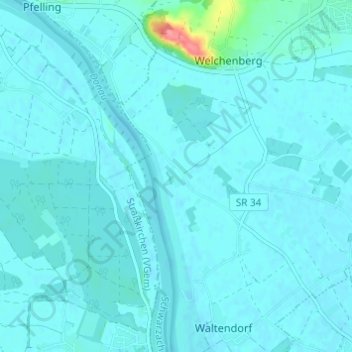 Mapa topográfico Alkofen, altitud, relieve