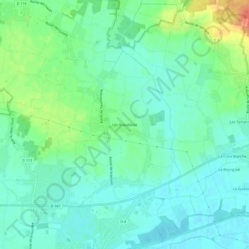 Mapa topográfico Les Braudières, altitud, relieve