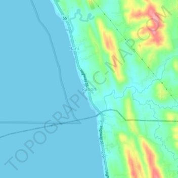 Mapa topográfico Rabon, altitud, relieve