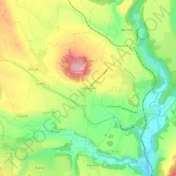 Mapa topográfico Lanthenas, altitud, relieve