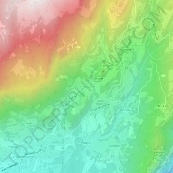 Mapa topográfico Vilmezzano, altitud, relieve