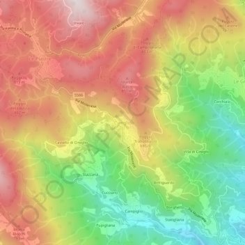 Mapa topográfico Cireglio, altitud, relieve