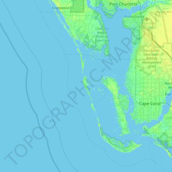 Mapa topográfico Cayo Costa, altitud, relieve