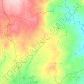 Mapa topográfico Lagoas, altitud, relieve
