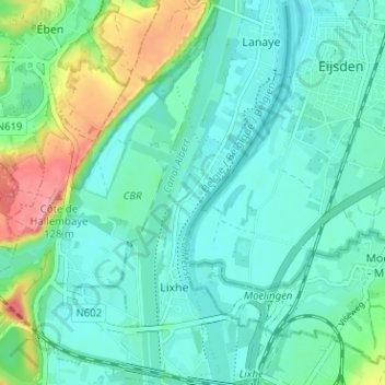 Mapa topográfico Nivelle, altitud, relieve