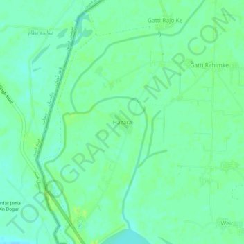 Mapa topográfico Hazara, altitud, relieve