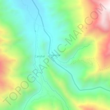 Mapa topográfico Cebollar, altitud, relieve
