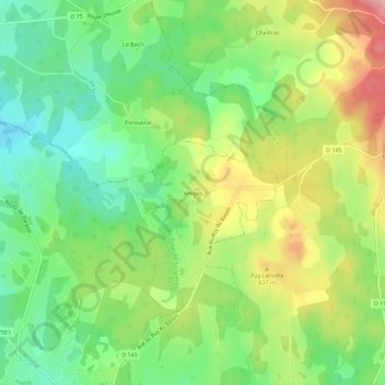 Mapa topográfico Artiges, altitud, relieve