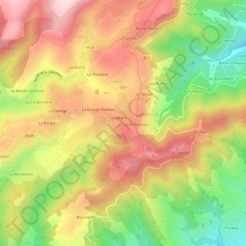 Mapa topográfico Le Recou, altitud, relieve