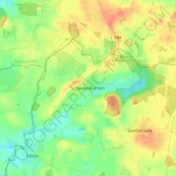 Mapa topográfico Schwienkuhlen, altitud, relieve