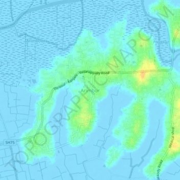 Mapa topográfico Arimbur, altitud, relieve
