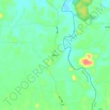 Mapa topográfico Gloria, altitud, relieve