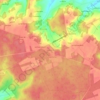 Mapa topográfico La Verrerie, altitud, relieve