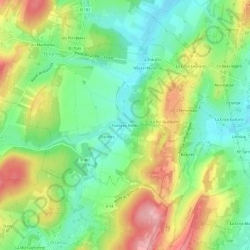 Mapa topográfico Hameau Rebey, altitud, relieve