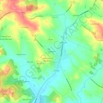 Mapa topográfico La Tuilerie, altitud, relieve