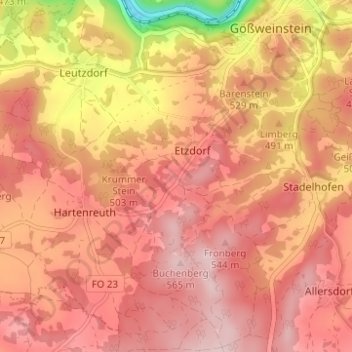 Mapa topográfico Türkelstein, altitud, relieve