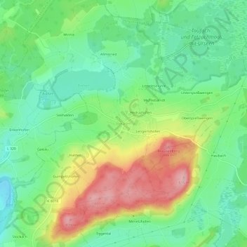 Mapa topográfico Beuren, altitud, relieve