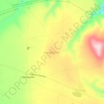 Mapa topográfico San Jacinto, altitud, relieve