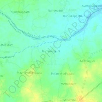 Mapa topográfico Kummangudi, altitud, relieve