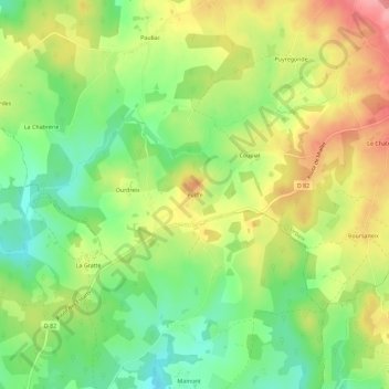 Mapa topográfico Puiffe, altitud, relieve