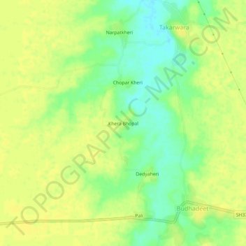 Mapa topográfico Khera Bhopal, altitud, relieve