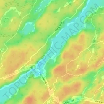 Mapa topográfico Dollars Lake, altitud, relieve