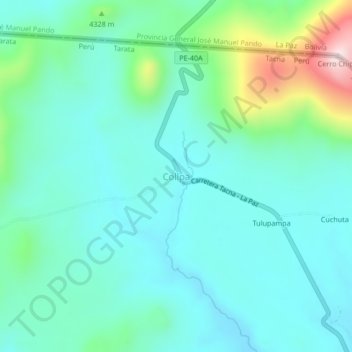 Mapa topográfico Collpa, altitud, relieve