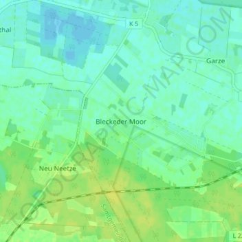 Mapa topográfico Bleckeder Moor, altitud, relieve