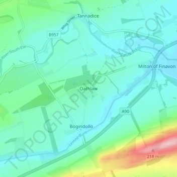 Mapa topográfico Oathlaw, altitud, relieve