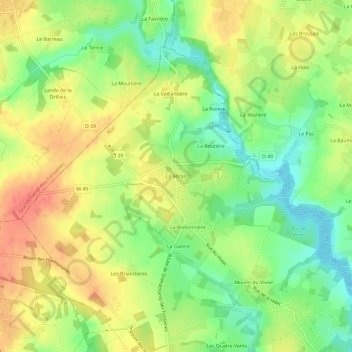 Mapa topográfico La Mirais, altitud, relieve