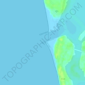 Mapa topográfico Kodi beach, altitud, relieve