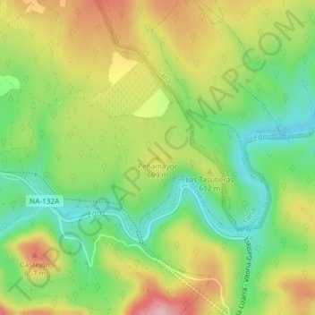 Mapa topográfico Peñamayor, altitud, relieve