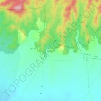 Mapa topográfico Belwali, altitud, relieve