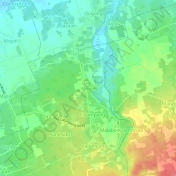 Mapa topográfico Mojon, altitud, relieve
