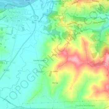 Mapa topográfico Quarti, altitud, relieve