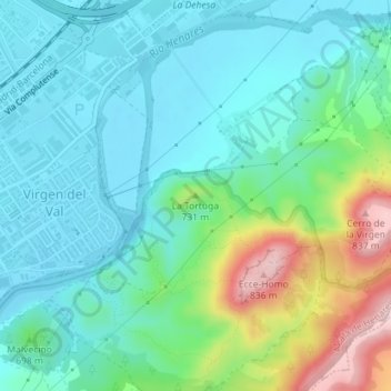 Mapa topográfico La Tortuga, altitud, relieve