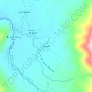 Mapa topográfico Sabanilla, altitud, relieve