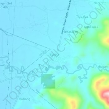 Mapa topográfico Egana, altitud, relieve