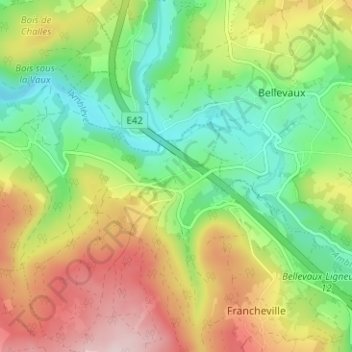 Mapa topográfico Villers, altitud, relieve