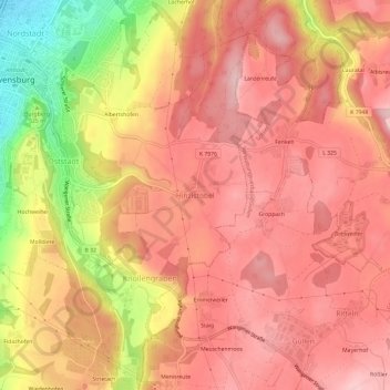 Mapa topográfico Hinzistobel, altitud, relieve